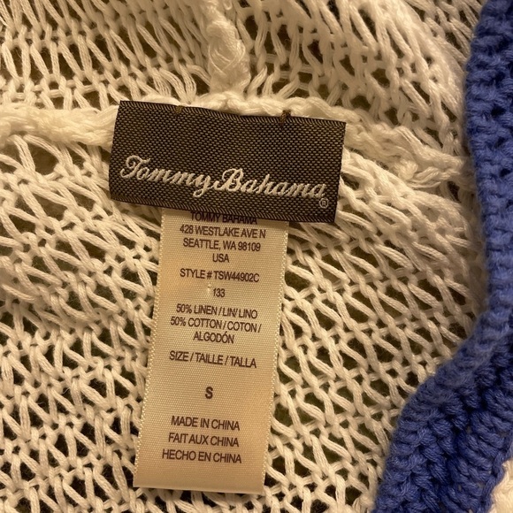 Tommy Bahama 5862 - Mary Navy Crocheted Beach Summer Hoodie - Picture 2 of 3